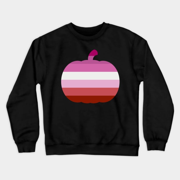 Halloween Pumpkin LGBT Flag Lipstick Lesbian Crewneck Sweatshirt by aaallsmiles